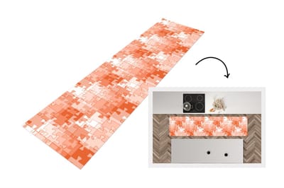 Keukenloper - Loper keuken - Puzzel - Oranje - Patronen - 200x50 cm - Keukenloper vinyl