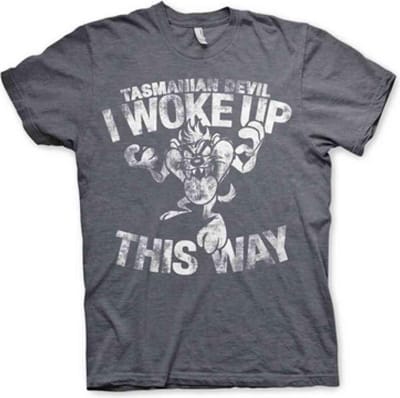 Looney Tunes Heren Tshirt -M- Tasmanian Devil - I Woke Up This Way Grijs