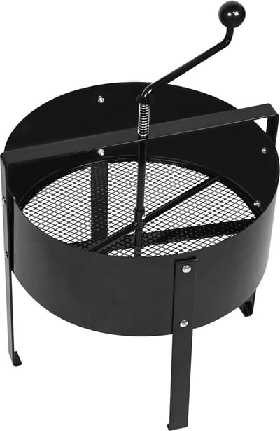 Froadp Draaibare Tuinsif Ø 40 x 56 cm, Handmatige Compostzeef met Handkurk, Bodemzeef voor Aarde, Grind en Compost, Inclusief Rooster, Handvat en Vangbak