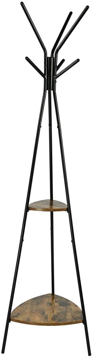 BEGRYF Staande kapstok - industrieel - met 2 hoekplanken - rustiek bruin - 49,5x49,5x179 cm