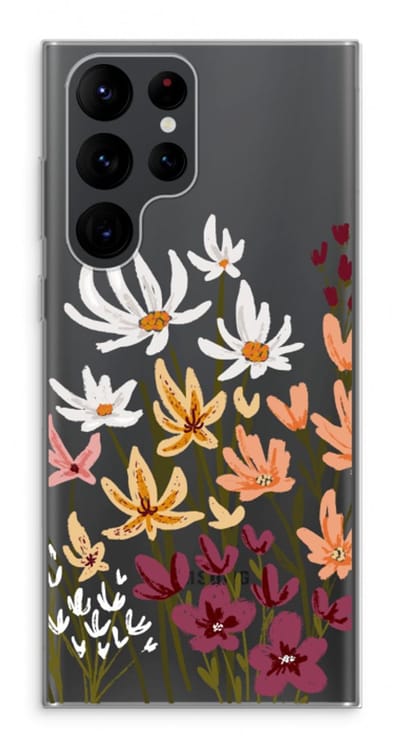 Case Company® - Hoesje geschikt voor Samsung Galaxy S22 Ultra hoesje - Painted wildflowers - Soft Cover Telefoonhoesje - Bescherming aan alle Kanten en Schermrand