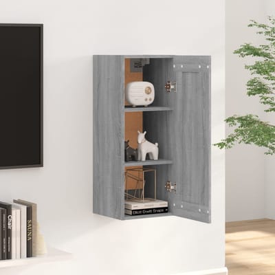 vidaXL - Wandkast - 35x34x90 - cm - bewerkt - hout - grijs - sonoma - eikenkleurig