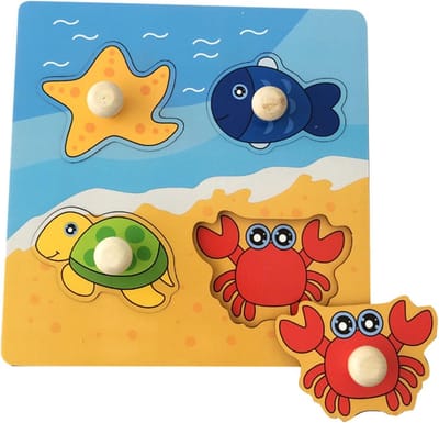 Houten Puzzel - Babypuzzel Sorteerspel - Motorische Ontwikkeling - Grote Grepen - 12 Maanden - Multicolor