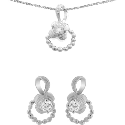 Orphelia Dames 925 Sterling Zilver Set: Ketting-Hanger + Oorbellen - Zilver SET-5236