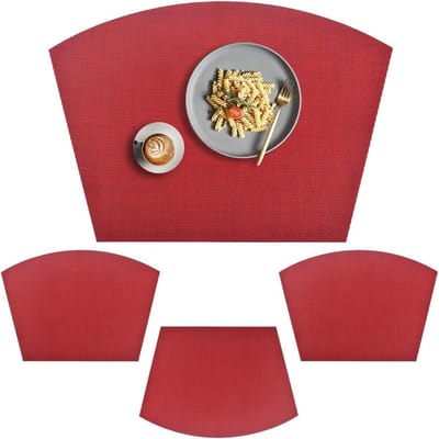 PVC placemats wigplacemats wasbare vinyl placemats voor ronde tafel set van 4 rood