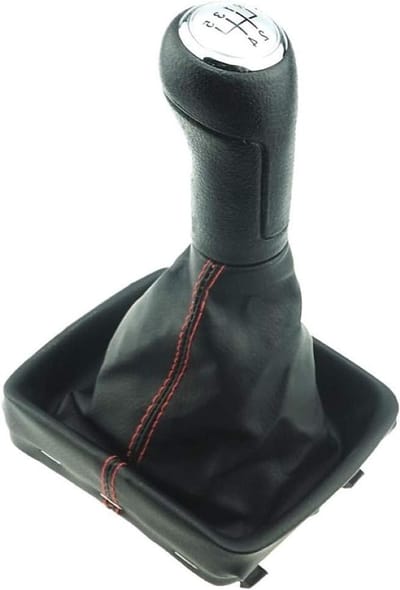 Versnellingspook GTI-look - Schakelpook frame - Auto interieur opwaarderen - 5 versnellingen zilver - 12 mm - Zilver met rode naad