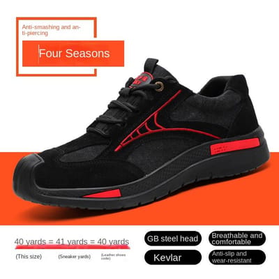 Chaussures de protection du travail Chaussures de sécurité anti-écrasement et anti-coup de couteau pour hommes Chaussures de travail respirantes et antidérapantes Chaussures de sécurité de loisirs à la mode 47 noir