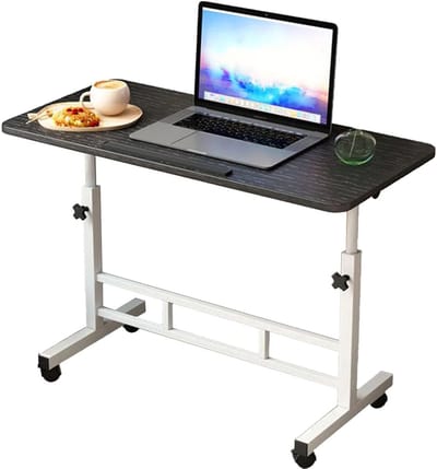 Mobiel Sta-bureau Zit-sta bureau Verrijdbaar - Voor Thuiskantoor & Laptop - Verstelbare Hoogte - Witte Sta-tafel met Wielen - zit sta bureau verstelbaar bureau - Zwart 80x40cm