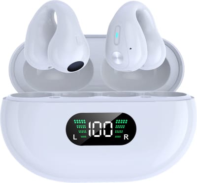 Draadloze oordopjes met oorclip Wit - Sport Oordopjes - Geschikt voor Apple en Android - Bluetooth 5.3 - Draadloze oortje Bluetooth - Sport Oordopjes - Bluetooth Oordopjes - Draadloze Oordopjes - Oortjes Draadloos - In-Ear Oordopjes