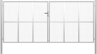 vidaXL - Tuinpoort - gegalvaniseerd - staal - 400x200 - cm - zilver