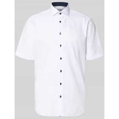 ETERNA modern fit overhemd - korte mouw - heren overhemd fijn Oxford - wit (blauw gestipt contrast) - Strijkvrij - Boordmaat: 43 (EU maat: XL)