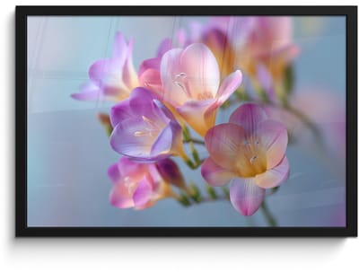 Poster in lijst - Fotolijst 60x40 cm - Posters - Bloemen - Paars - Overloop - Meeldraden - Posterlijst zwart - Decoratie - Wanddecoratie woonkamer - Muurdecoratie slaapkamer