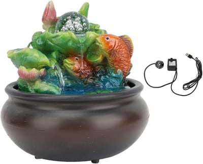 Verstelbare Koi Fontein met LED Verlichting voor Thuis en Kantoor, USB Aansluiting, Decoratieve Tafel Fontein met Watercirculatie