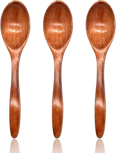 Lepelset van hout (3-delig) voor kruiden, dessert en honing - ideaal voor mengen en roeren (18 cm)