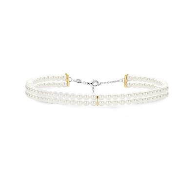 TI SENTO Dames Ketting - 925 zilver - Parel met geel verguld - Maat 38 - 34098YP