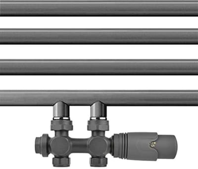 Thermostaatventiel voor Badkamerradiator – Hoekvorm & Doorgang 2-in-1 – Geschikt voor Tweepijpsystemen