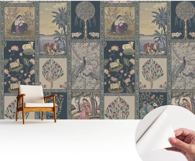 Wallfluent Zelfklevend Behang - Romantische scène Zelfklevend fotobehang - 416x254 cm - Marine Zelfklevend Behang - Plakklare achterzijde - Voor de woonkamer, slaapkamer en kantoor Zelfklevend Behang
