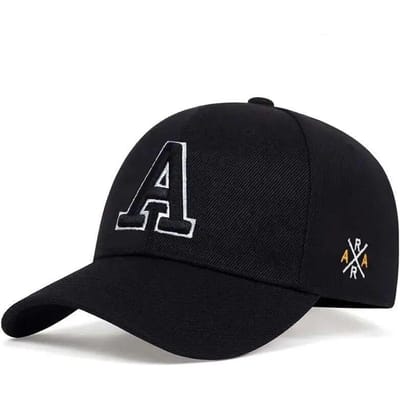 Unisex Eenvoudige Letter A Borduurwerk Baseballpetten Lente en Herfst Buiten Verstelbare Casual Hoed Zonnehoed (Black,Adjustable) black