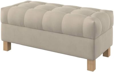 Luxe Opbergbank met Knooptufting - Gestoffeerd Voetenbank - 100 cm Breed - Beige Slaapkamer Hal Meubel