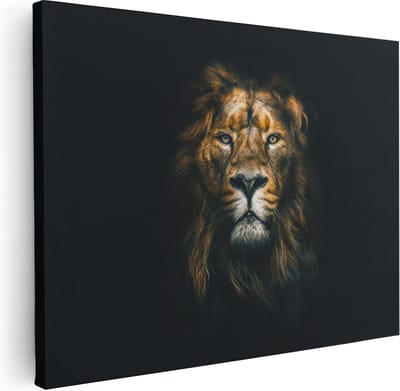Artaza Canvas Schilderij Leeuwenkop - 40x30 cm - Klein - Muurdecoratie Dierenkop - Wanddecoratie Woonkamer - Kamer Accessoires