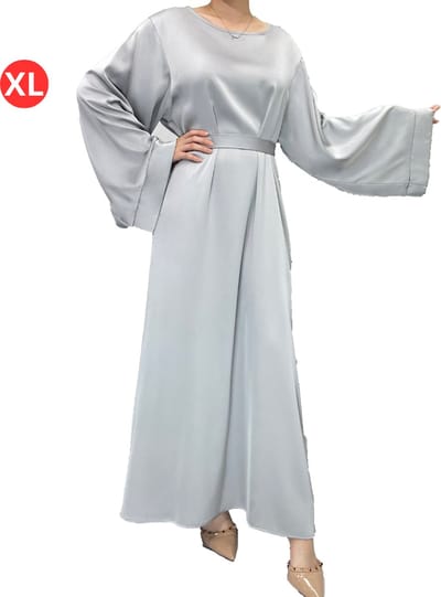 Nivard Islamitische Kleding - Abaya - Gebedskleding Dames - Alhamdulillah - Jilbab - Khimar - Vrouw - Zilvergrijs - Maat XL