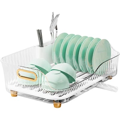 Égouttoir à vaisselle multifonctionnel grande capacité détachable peu encombrant trous d'évacuation égouttoir d'évier pour comptoir de cuisine white