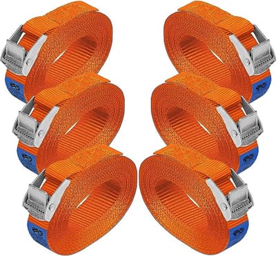 Sjorband spanband bevestigingsband met klemgesp - draagvermogen tot 250 kg DIN EN 12195-2, 6 stucks 2.5 cm x 2.5 m