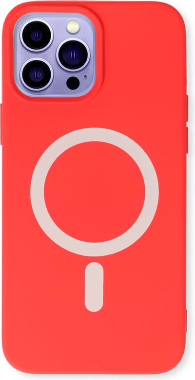 Casemania Hoesje Geschikt voor Apple iPhone 14 Pro - Rood - Magnetische Siliconen Back Cover