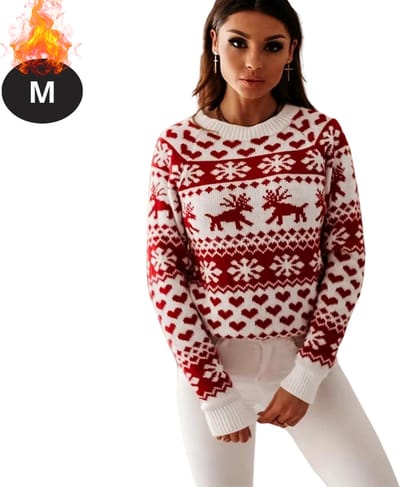 Bovista Kersttrui - Dames - Foute Kersttrui - Christmas Sweater - Kerst Sweater - Christmas Jumper - Pyjama - Wit - M