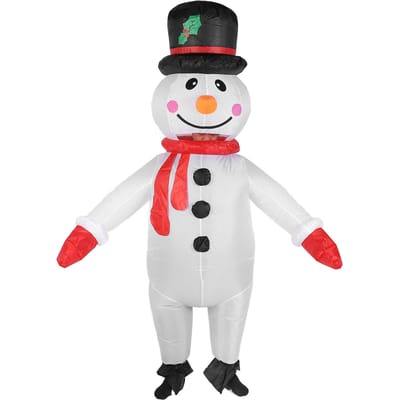 5.9ft Sneeuwman Opblaasbaar Kostuum Waterbestendig Grappig Sneeuwman Opblaaspak voor Hallowmas Carnavals white