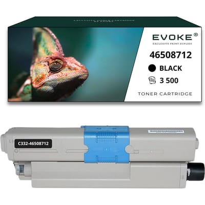 Evoke Compatibele Toner voor Oki C332 46508712 Zwart 3500 Pagina's C332Dn C332Dnw Mc332Dn Mc363 Mc363Dn Mc363Dnw