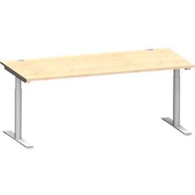 Schäfer Shop Genius MODENA FLEX bureau, T-poot ronde buis, B 1800 x D 800 mm, ahorn/wit aluminium