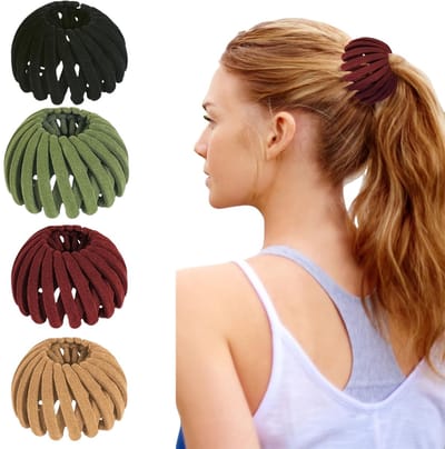 Set van 4 vintage haarspelden voor dames, vogelnest, grote haarspelden, vogelnest, rekbare haaraccessoires voor vrouwen en meisjes