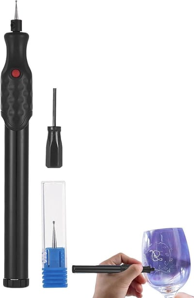Metalen graveerpen - Snijstift - Objecten personaliseren - Krachtige motor - Draadloos - Zwart