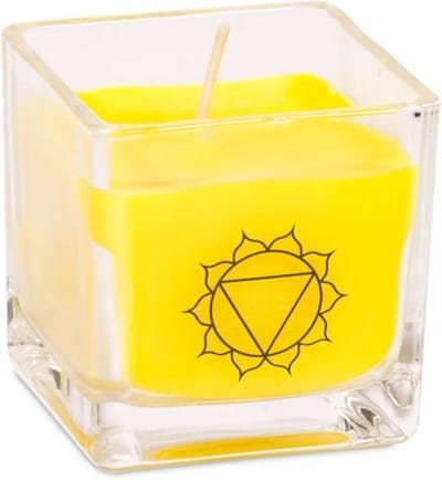 1 x Koolzaadwas ecologische geurkaars 3e chakra (6x6x6 cm)