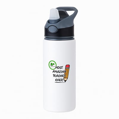 Hacebo® - Docent cadeau - waterfles met rietje zwart - Meester en juffen cadeau - Collega - Onderwijs - verjaardagscadeau - verjaardag - cadeau - afscheidscadeau - geschenk - leuke cadeau - kado - gift - juffendag - water fles - 650ML