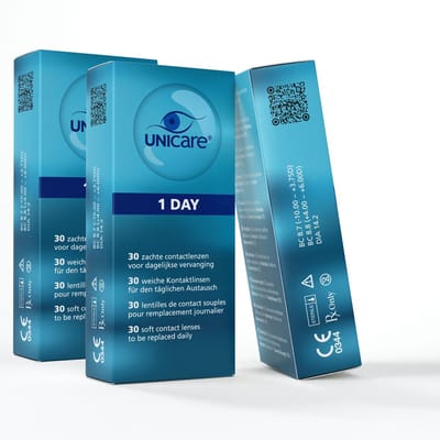 Unicare Zachte Daglenzen - 90 stuks - Sterkte -1.00 - Hioxifilcon A 58% water - Gevoelige Ogen