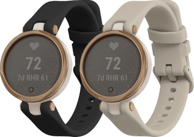 kwmobile 2x horlogebandjes geschikt voor Garmin Lily Sport bandje - Smartwatch bandjes van TPU - Activity tracker horloge band in zwart / beige