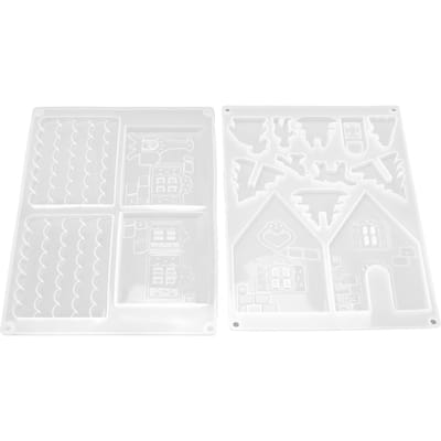 2 pièces Moules de Noël en Résine Moule en Silicone Flexible Recyclable pour Décoration de Table Murale white