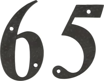 AMIG Huisnummer 65 - massief gesmeed staal - 10cm - incl. bijpassende schroeven - zwart