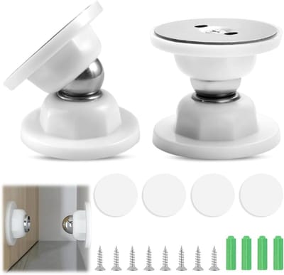 2 Pcs Magnetic Motorhome Door Lock, RV Door Snapper Magnetic Door Holder No Drilling, Agnetic Door Stopper with 8 Screws and 4 Self Adhesive Silicone Stickers, for Different Door Types