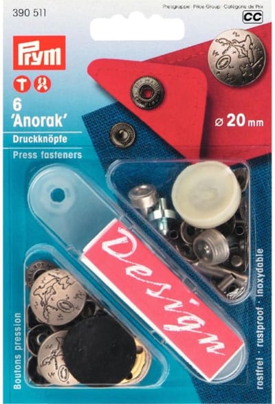 Naaivrijdrukknopen ANORAK Excursion 20 mm zilver mat 6 st. - Drukknopen Sport & Camping - Prym