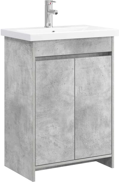 vidaXL - Badkamermeubel - Set - Betongrijs - 61 - x - 40 - x - 84,5 - cm - Bewerkt - hout