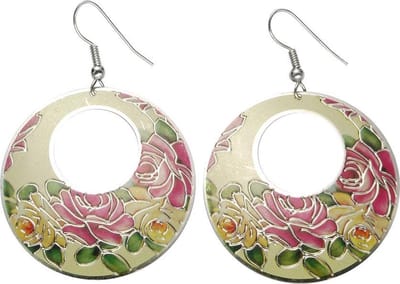 Behave - Oorhangers cirkel met rozenprint - Romantische stijl - Dames