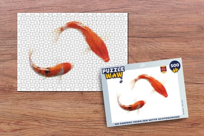 Puzzel Koi karpers tegen een witte achtergrond - Legpuzzel - Puzzel 500 stukjes