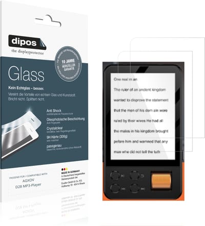 dipos – 2x Pantserfolie geschikt voor AGXOV D28 MP3-Player | 9H Screenprotector