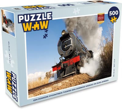 Puzzel Een donkere stoomtrein tijdens een zonnige middag in Zuid-Afrika - Legpuzzel - Puzzel 500 stukjes