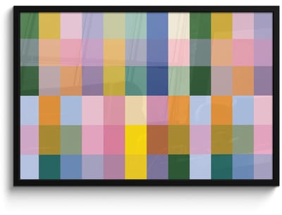 Poster in lijst - Fotolijst 90x60 cm - Posters - Blokken - Vierkant - Patroon - Gekleurd - Posterlijst zwart - Decoratie - Wanddecoratie woonkamer - Muurdecoratie slaapkamer