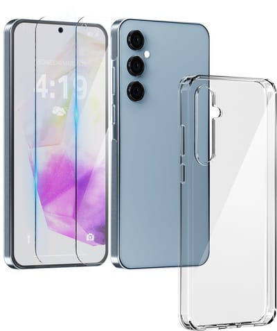 Hoesje geschikt voor Samsung A35 Transparant - 2x screenprotector - beschermglas screen protector - Anti Shock hoesje case