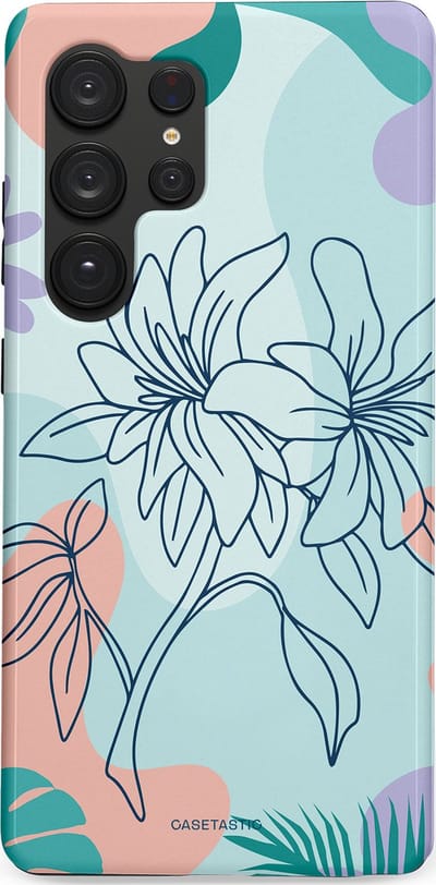 Casetastic Hoesje Geschikt voor Samsung S25 Ultra - Stijlvolle Beschermende Duo-layer Case - Mint Bloemprint